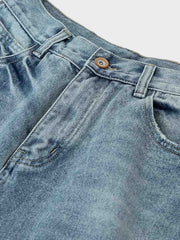 ウォッシュ加工 ストレートデニムパンツ