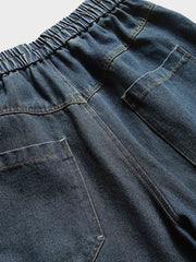 ウォッシュ加工 レトロ ワイド デニムパンツ