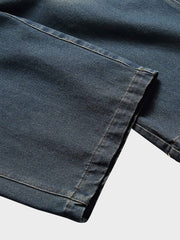 ウォッシュ加工 レトロ ワイド デニムパンツ