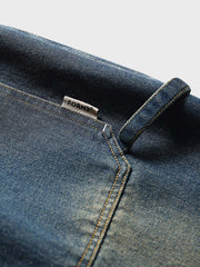 ウォッシュ加工 レトロ ワイド デニムパンツ