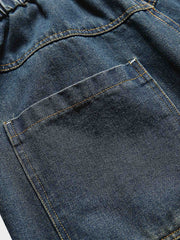 ウォッシュ加工 レトロ ワイド デニムパンツ