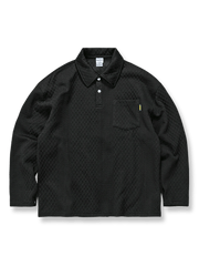 ヴィンテージルーズフィットポロカラージャカードプルオーバー平置き画像