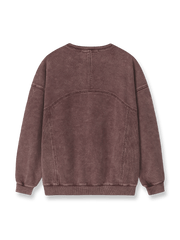 製品画像: ヴィンテージ風400Gヘビーウェイトウォッシュドフェード配色クルーネックスウェットの正面ビュー
詳細画像: ウォッシュドフェード加工と切り替えラインのディテール表示