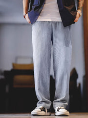 グレーブルーストライプスラックス