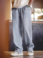 グレーブルーストライプスラックス