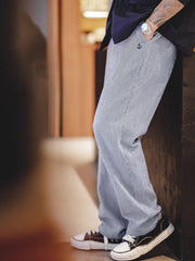 グレーブルーストライプスラックス