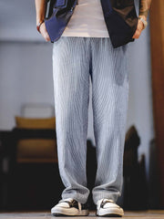 グレーブルーストライプスラックス