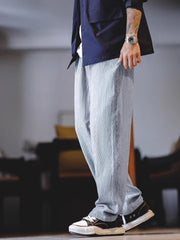 グレーブルーストライプスラックス