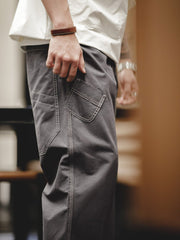 ウォッシュグレー スリムワークパンツ