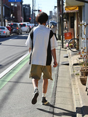 シルク コンビストライプ柄 半袖シャツ