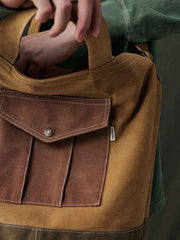 カラーブロックキャンバストート ショルダーバッグ