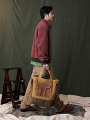 カラーブロックキャンバストート ショルダーバッグ