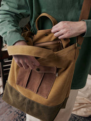 カラーブロックキャンバストート ショルダーバッグ