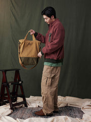 カラーブロックキャンバストート ショルダーバッグ