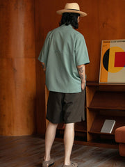 ウエストゴム ツープリーツ スーツショートパンツ