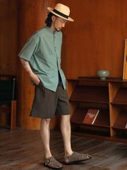 ウエストゴム ツープリーツ スーツショートパンツ