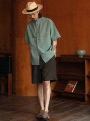 ウエストゴム ツープリーツ スーツショートパンツ