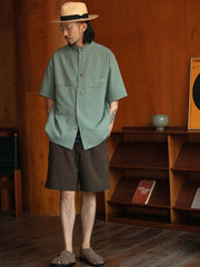 ウエストゴム ツープリーツ スーツショートパンツ