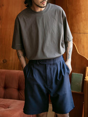 ウエストゴム ツープリーツ スーツショートパンツ