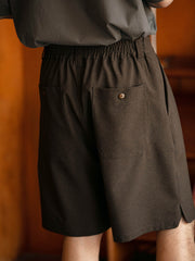 ウエストゴム ツープリーツ スーツショートパンツ
