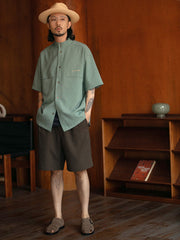 ウエストゴム ツープリーツ スーツショートパンツ