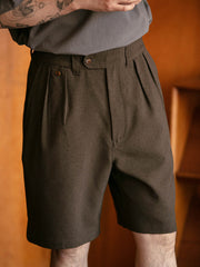 ウエストゴム ツープリーツ スーツショートパンツ