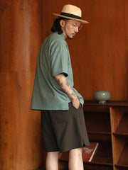 ウエストゴム ツープリーツ スーツショートパンツ