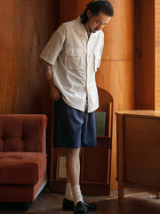 ウエストゴム ツープリーツ スーツショートパンツ