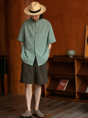 ウエストゴム ツープリーツ スーツショートパンツ