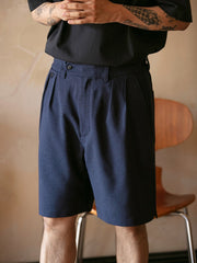 ウエストゴム ツープリーツ スーツショートパンツ