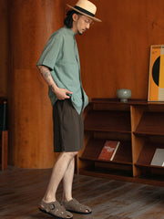 ウエストゴム ツープリーツ スーツショートパンツ