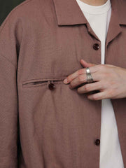 キューバカラー綿麻 半袖シャツ