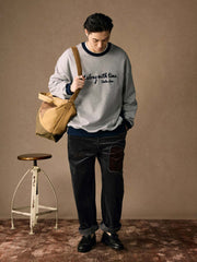 アルファベット刺繍 コントラストヴィンテージスウェット