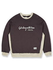 アルファベット刺繍コントラストヴィンテージスウェット