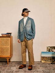 ウォッシュ加工シングルブレストデニムジャケット