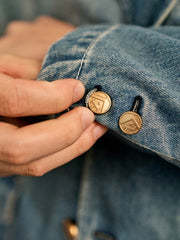 ウォッシュ加工シングルブレストデニムジャケット