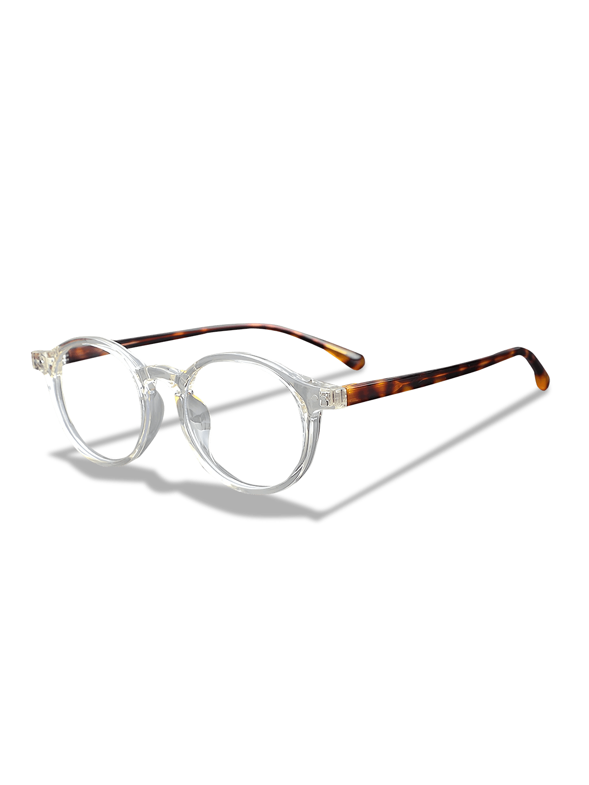 メガネのキーホールブリッジとべっ甲テンプルのディテール特写