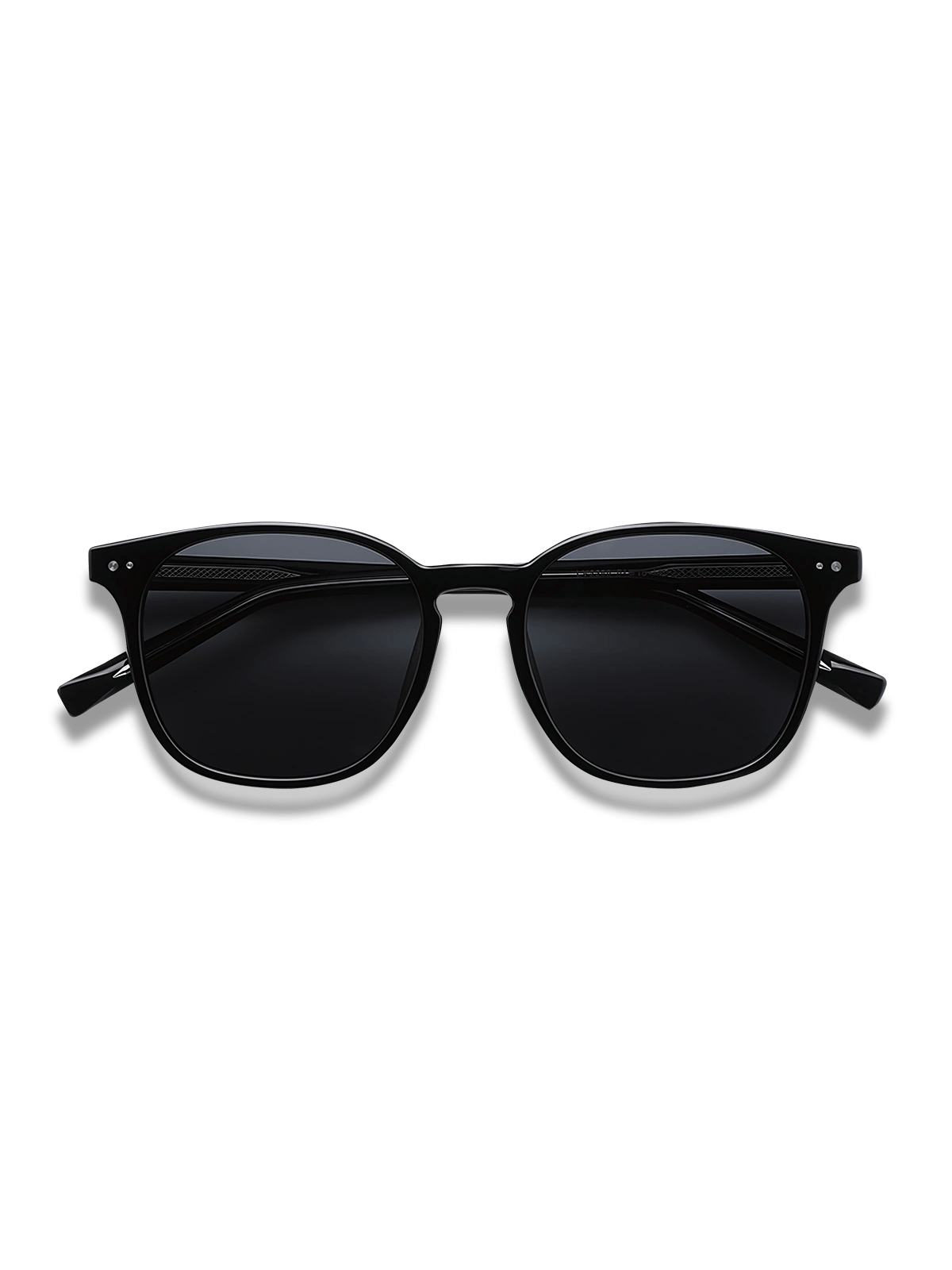 透けるブルーフレームべっ甲テンプルブラックレンズサングラス正面展示