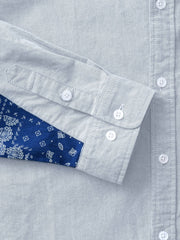 ウォッシュ加工カシューナッツフラワー刺繍オックスフォードシャツ