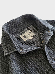 ウォッシュドブラック 脱色デザイン シャツジャケット