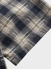 コットン チェック柄 半袖シャツ