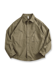 製品画像: 耐摩耗性チェック柄ワークシャツの正面展示図
詳細画像: チェック柄とポケットのディテールクローズアップ