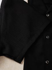 異素材コンビ キューバカラー 半袖シャツ