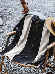 異素材コンビ キューバカラー 半袖シャツ