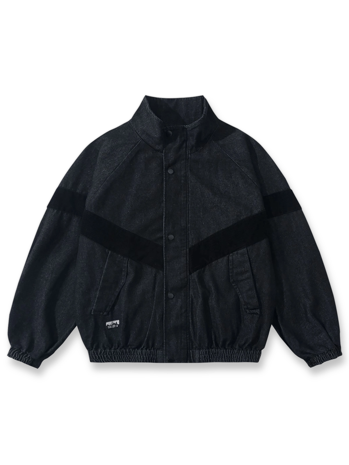 コーデュロイパッチワークスタンドカラーデニムジャケットの平置き画像