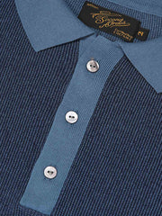 ヴィンテージスタイルのコーマコットンドロップショルダーショートスリーブポロシャツ詳細図