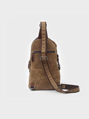 キャンバス&レザーステッチ アウトドアショルダーバッグ