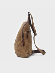 キャンバス&レザーステッチ アウトドアショルダーバッグ