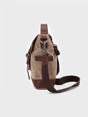 キャンバスレザー混合メッセンジャーバッグ