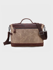 キャンバスレザー混合メッセンジャーバッグ